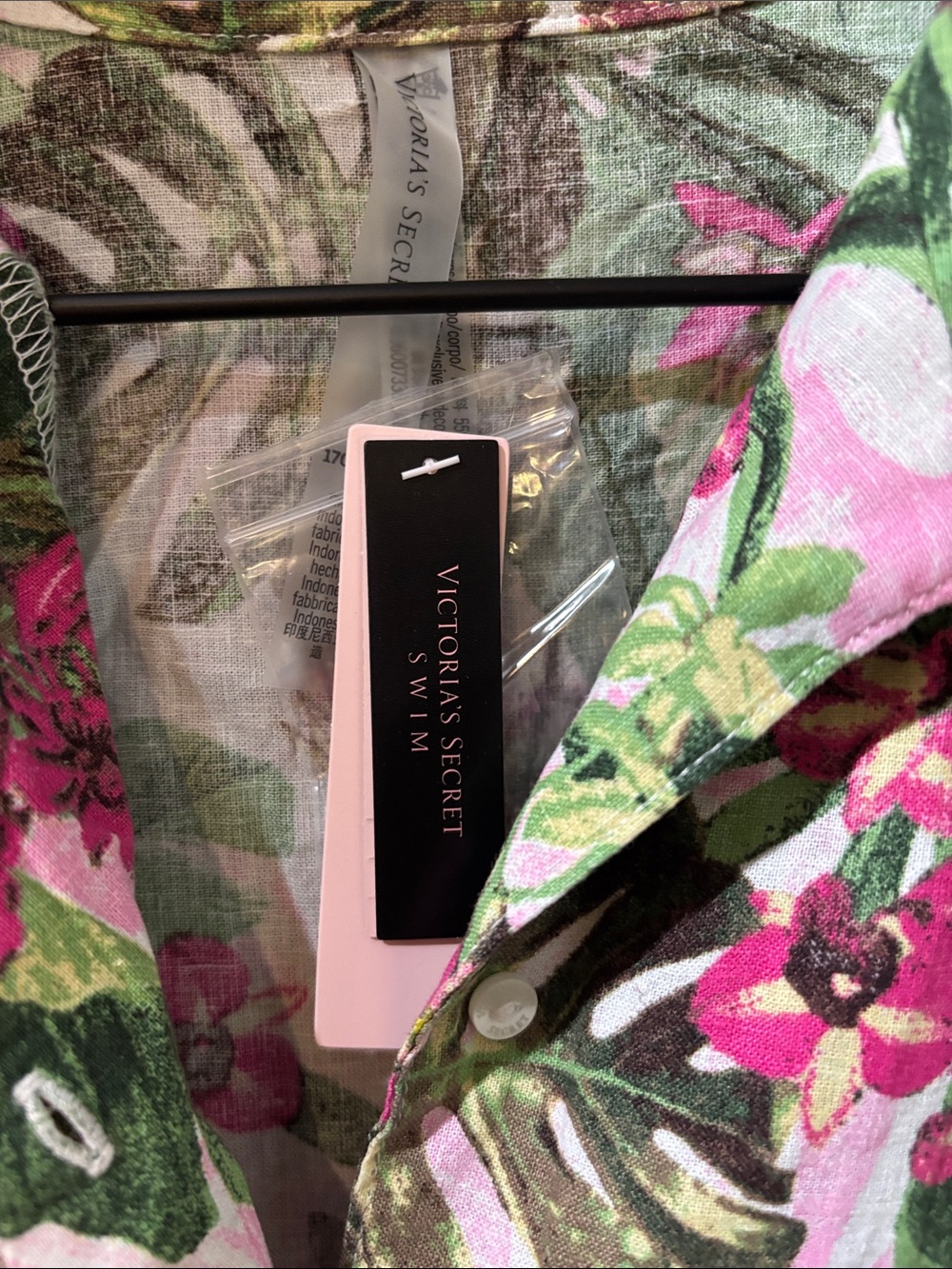 Victoria's Secret Pink and Green Tropical Floral Swim Coverup - Picture 2 of 5